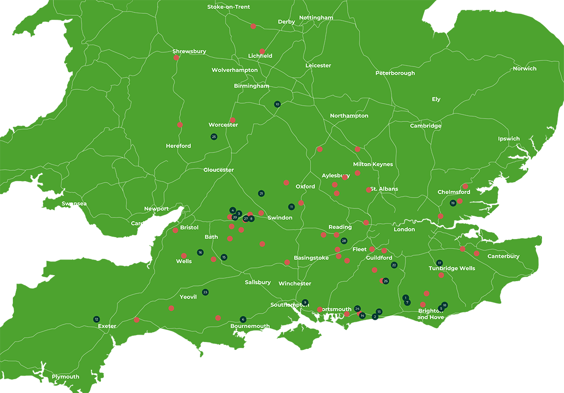 Map of out portfolio locations.